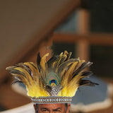 Maxbell 6xFeather Headdress Accessory Headband for Carnival Costume Festival Halloween adult