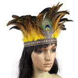 Maxbell 5xFeather Headdress Accessory Headband for Carnival Costume Festival Halloween adult