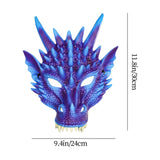 Maxbell 4xDragon Mask Scary Dinosaurio Animal Mask for Stage Performances Wedding Prom Purple