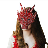 Maxbell 4xDragon Mask Scary Dinosaurio Animal Mask for Stage Performances Wedding Prom Purple