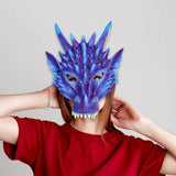 Maxbell 4xDragon Mask Scary Dinosaurio Animal Mask for Stage Performances Wedding Prom Purple