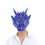 Maxbell 6xDragon Mask Scary Dinosaurio Animal Mask for Stage Performances Wedding Prom Purple