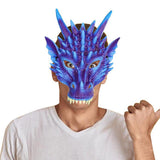 Maxbell 4xDragon Mask Scary Dinosaurio Animal Mask for Stage Performances Wedding Prom Purple