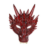 Maxbell 6xDragon Mask Scary Dinosaurio Animal Mask for Stage Performances Wedding Prom Red