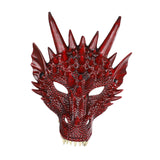 Maxbell 3xDragon Mask Scary Dinosaurio Animal Mask for Stage Performances Wedding Prom Red