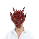 Maxbell 6xDragon Mask Scary Dinosaurio Animal Mask for Stage Performances Wedding Prom Red