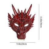 Maxbell 6xDragon Mask Scary Dinosaurio Animal Mask for Stage Performances Wedding Prom Red