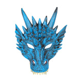 Maxbell 5xDragon Mask Scary Dinosaurio Animal Mask for Stage Performances Wedding Prom Blue