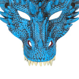 Maxbell 4xDragon Mask Scary Dinosaurio Animal Mask for Stage Performances Wedding Prom Blue