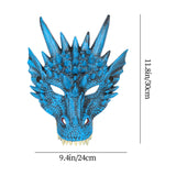 Maxbell 2xDragon Mask Scary Dinosaurio Animal Mask for Stage Performances Wedding Prom Blue