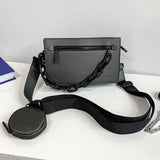2xLeather Shoulder Bag Small Men's Handbag Bag for Fishing Camping Daily Use Gray