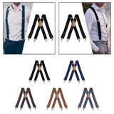 Maxbell 2xSuspenders for Men Unisex Elastic Straps Trouser 4 Clips x Shaped 3.5cm Wide black