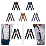 Maxbell 3xSuspenders for Men Unisex Elastic Straps Trouser 4 Clips x Shaped 3.5cm Wide black