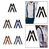 Maxbell 3xSuspenders for Men Unisex Elastic Straps Trouser 4 Clips x Shaped 3.5cm Wide black