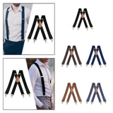 Maxbell 2xSuspenders for Men Unisex Elastic Straps Trouser 4 Clips x Shaped 3.5cm Wide black