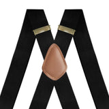 Maxbell 3xSuspenders for Men Unisex Elastic Straps Trouser 4 Clips x Shaped 3.5cm Wide black