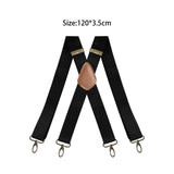 Maxbell 2xSuspenders for Men Unisex Elastic Straps Trouser 4 Clips x Shaped 3.5cm Wide black