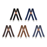 Maxbell 2xSuspenders for Men Unisex Elastic Straps Trouser 4 Clips x Shaped 3.5cm Wide black
