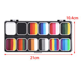 Maxbell 2xPainting Palette Makeup Washable with 3 Brushes Supplies Face Body Paint Set