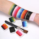 Maxbell 2xPainting Palette Makeup Washable with 3 Brushes Supplies Face Body Paint Set
