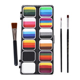 Maxbell 3xPainting Palette Makeup Washable with 3 Brushes Supplies Face Body Paint Set