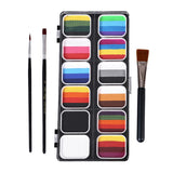 Maxbell 2xPainting Palette Makeup Washable with 3 Brushes Supplies Face Body Paint Set