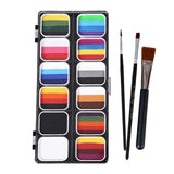 Maxbell 2xPainting Palette Makeup Washable with 3 Brushes Supplies Face Body Paint Set