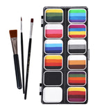 Maxbell 2xPainting Palette Makeup Washable with 3 Brushes Supplies Face Body Paint Set