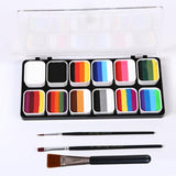 Maxbell 3xPainting Palette Makeup Washable with 3 Brushes Supplies Face Body Paint Set