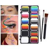 Maxbell 2xPainting Palette Makeup Washable with 3 Brushes Supplies Face Body Paint Set