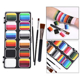Maxbell 3xPainting Palette Makeup Washable with 3 Brushes Supplies Face Body Paint Set