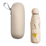 Maxbell 3xSun Umbrella for Purse Sun Protection Mini Folding Umbrella Compact Umbrella Beige with Case