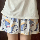 Maxbell 2xPajama Shorts for Women Pajama bottoms Outfits Cute Shark Clothing Sleepwear M