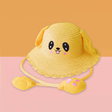 Maxbell Sun Hat Foldable Beach Panama Cap Outdoor for 3-10 Years Old Girls Baby Caps yellow