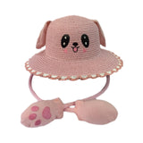 Maxbell Sun Hat Foldable Beach Panama Cap Outdoor for 3-10 Years Old Girls Baby Caps pink