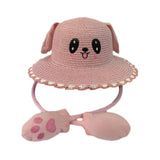 Maxbell Sun Hat Foldable Beach Panama Cap Outdoor for 3-10 Years Old Girls Baby Caps pink