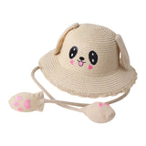 Maxbell Sun Hat Foldable Beach Panama Cap Outdoor for 3-10 Years Old Girls Baby Caps beige