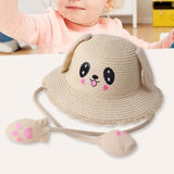 Maxbell Sun Hat Foldable Beach Panama Cap Outdoor for 3-10 Years Old Girls Baby Caps beige