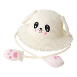 Maxbell Sun Hat Foldable Beach Panama Cap Outdoor for 3-10 Years Old Girls Baby Caps white