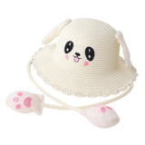 Maxbell Sun Hat Foldable Beach Panama Cap Outdoor for 3-10 Years Old Girls Baby Caps white