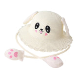 Maxbell Sun Hat Foldable Beach Panama Cap Outdoor for 3-10 Years Old Girls Baby Caps white