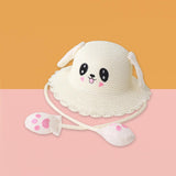 Maxbell Sun Hat Foldable Beach Panama Cap Outdoor for 3-10 Years Old Girls Baby Caps white