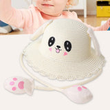 Maxbell Sun Hat Foldable Beach Panama Cap Outdoor for 3-10 Years Old Girls Baby Caps white