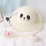 Maxbell Sun Hat Foldable Beach Panama Cap Outdoor for 3-10 Years Old Girls Baby Caps white