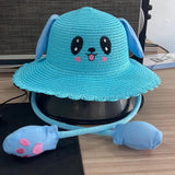 Maxbell Sun Hat Foldable Beach Panama Cap Outdoor for 3-10 Years Old Girls Baby Caps blue