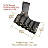 Maxbell 3xMedieval Sword Frog with Adjustable Buckle Cosplay Leather Sword Sheath Belt Black