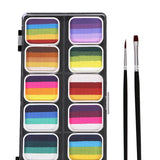 Maxbell 2xFace Body Paint Kit 12 Water based Paints for Festival Performances Washable