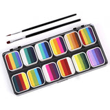 Maxbell 4xFace Body Paint Kit 12 Water based Paints for Festival Performances Washable