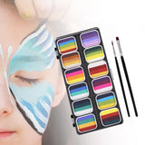 Maxbell 2xFace Body Paint Kit 12 Water based Paints for Festival Performances Washable