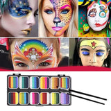 Maxbell 4xFace Body Paint Kit 12 Water based Paints for Festival Performances Washable